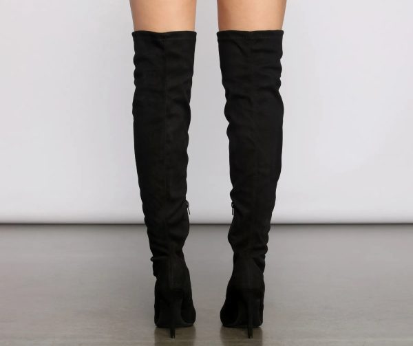 Essential Faux Suede Stiletto Thigh High Boots - Image 3