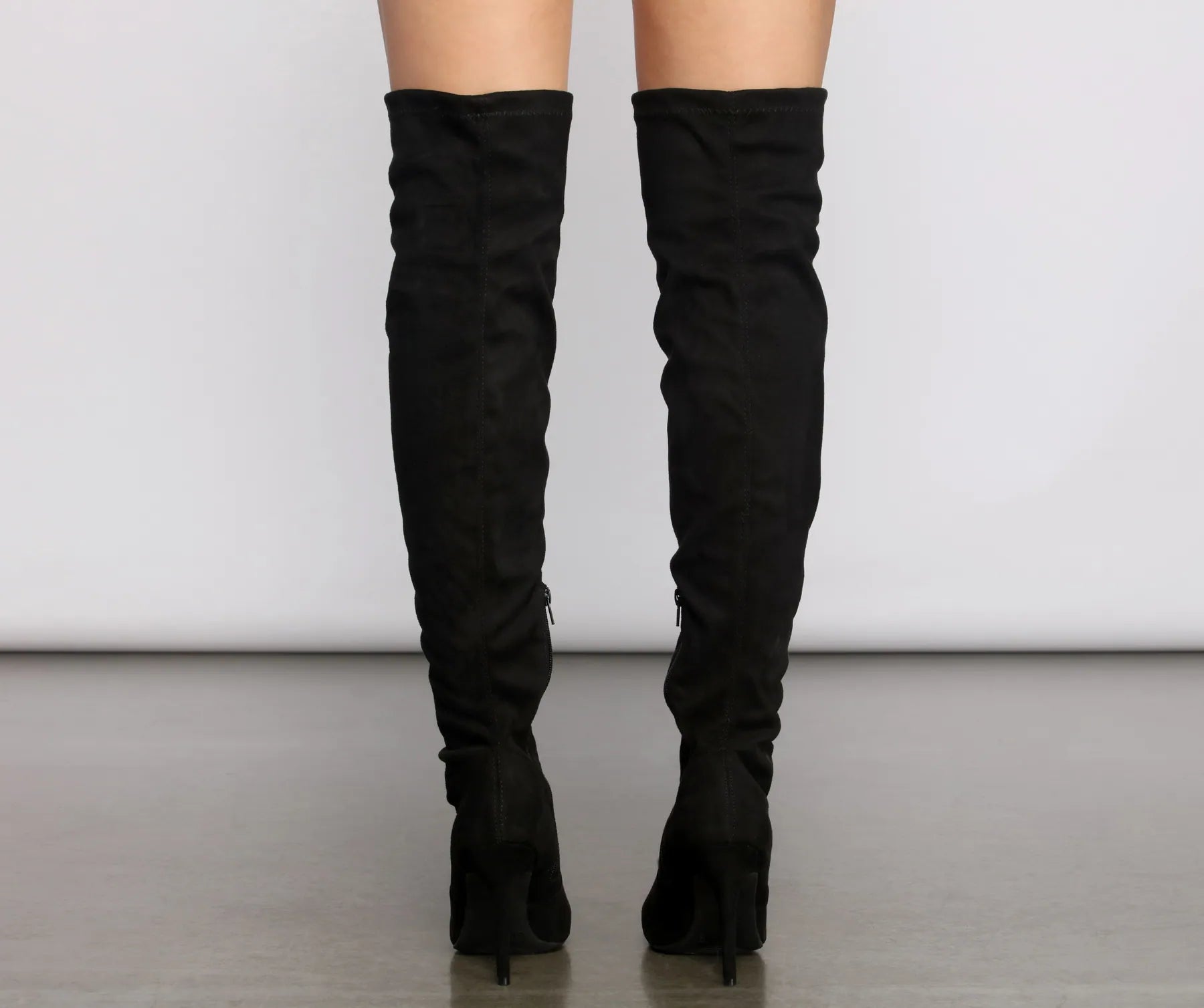 Essential Faux Suede Stiletto Thigh High Boots - Image 3