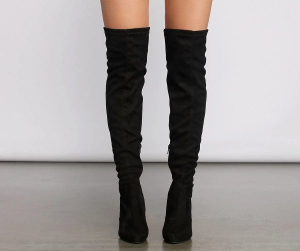 Essential Faux Suede Stiletto Thigh High Boots - Image 4