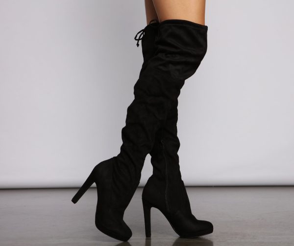 Thigh High Faux Suede Stiletto Boots - Image 2