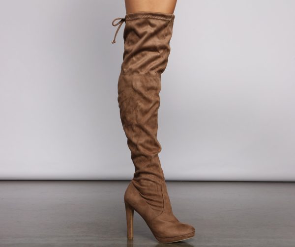 Thigh High Faux Suede Stiletto Boots - Image 5