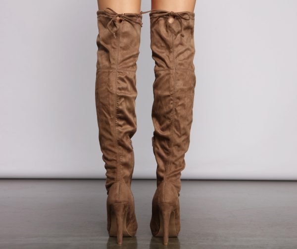 Thigh High Faux Suede Stiletto Boots - Image 8