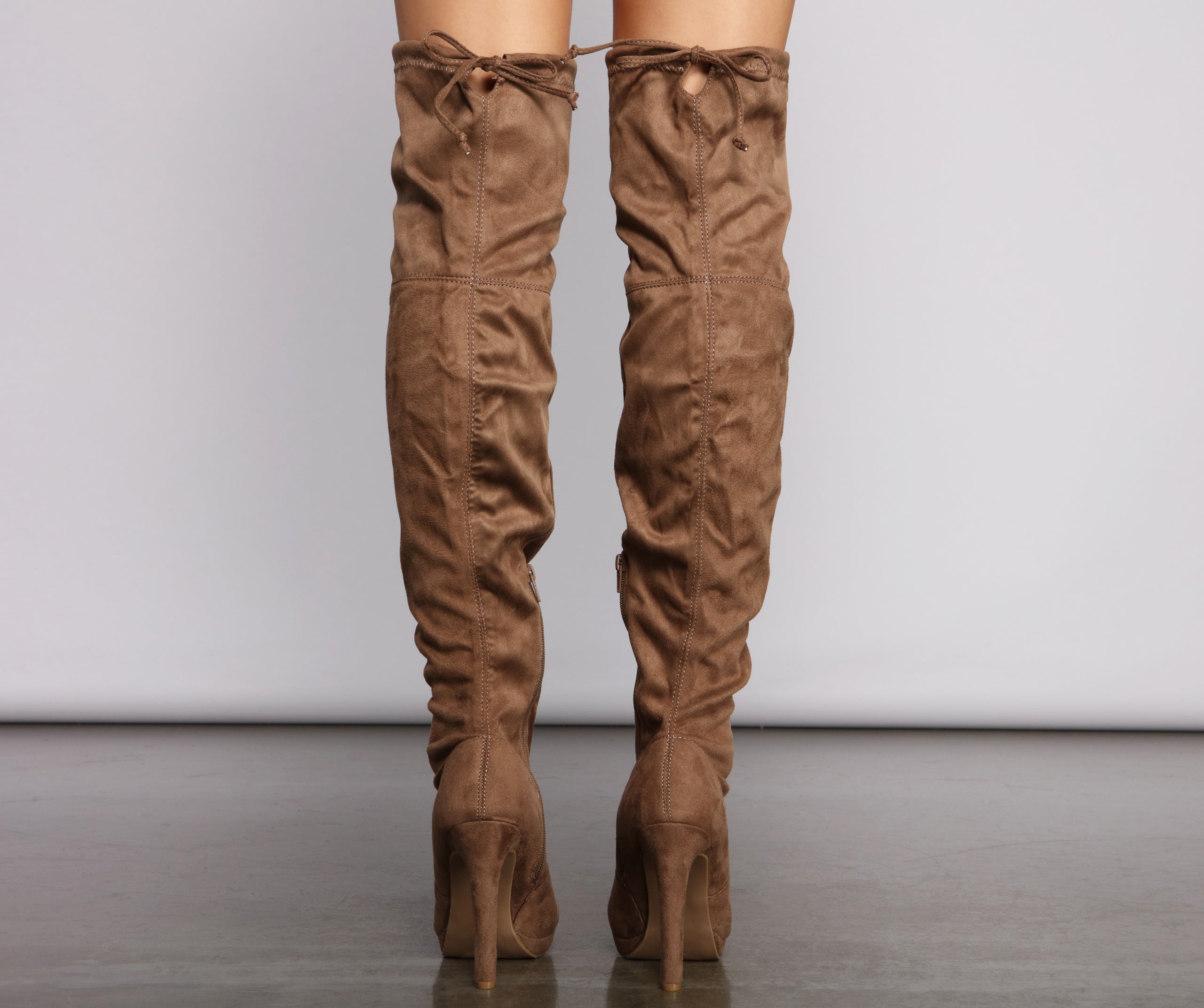 Thigh High Faux Suede Stiletto Boots - Image 8
