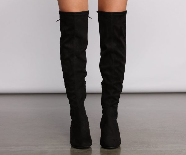 Over The Knee Tie Back Heeled Boots - Image 9