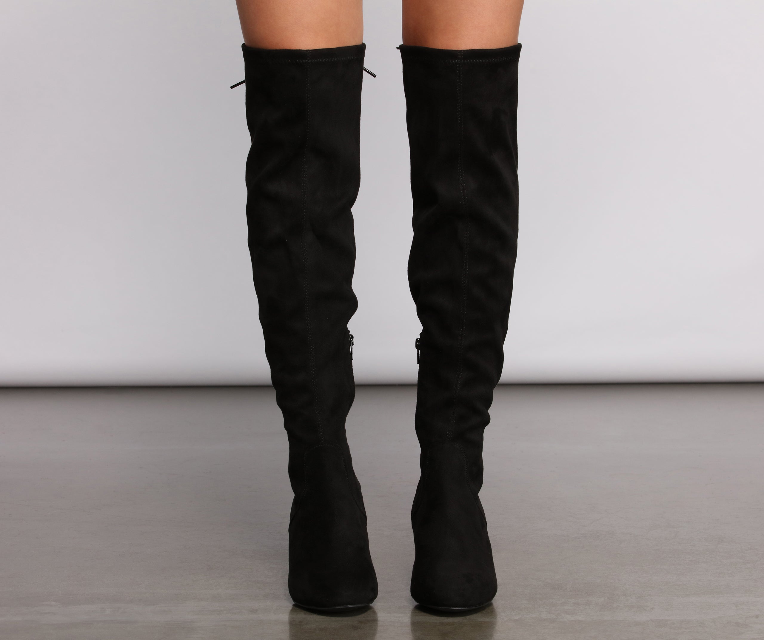 Over The Knee Tie Back Heeled Boots - Image 9