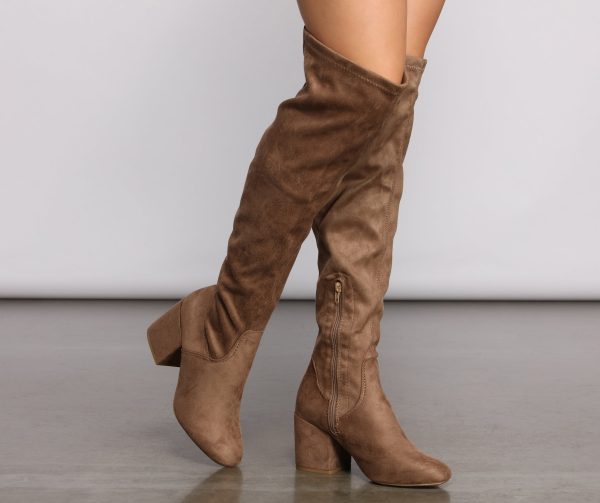 Over The Knee Tie Back Heeled Boots - Image 13
