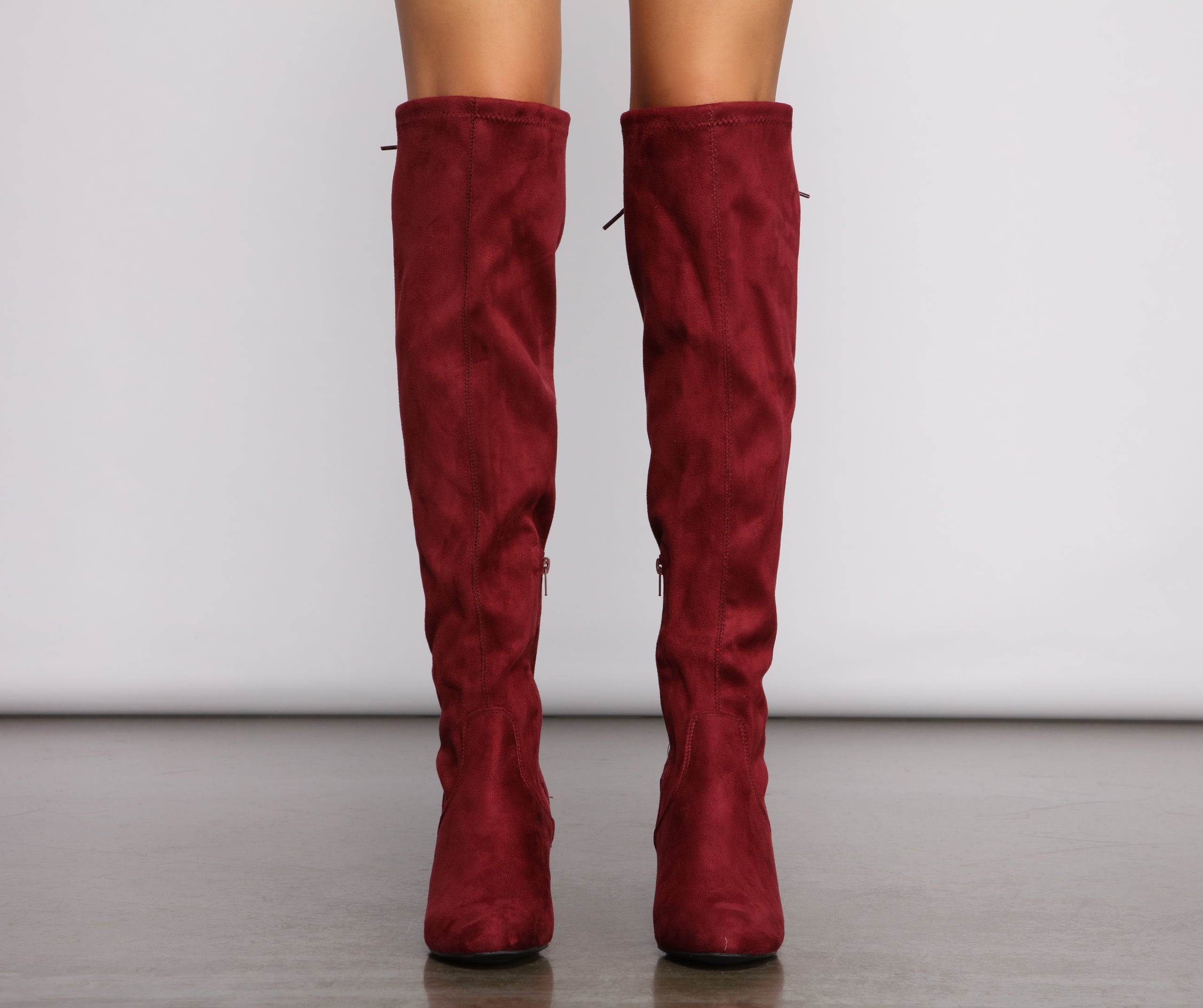 Over The Knee Tie Back Heeled Boots - Image 5