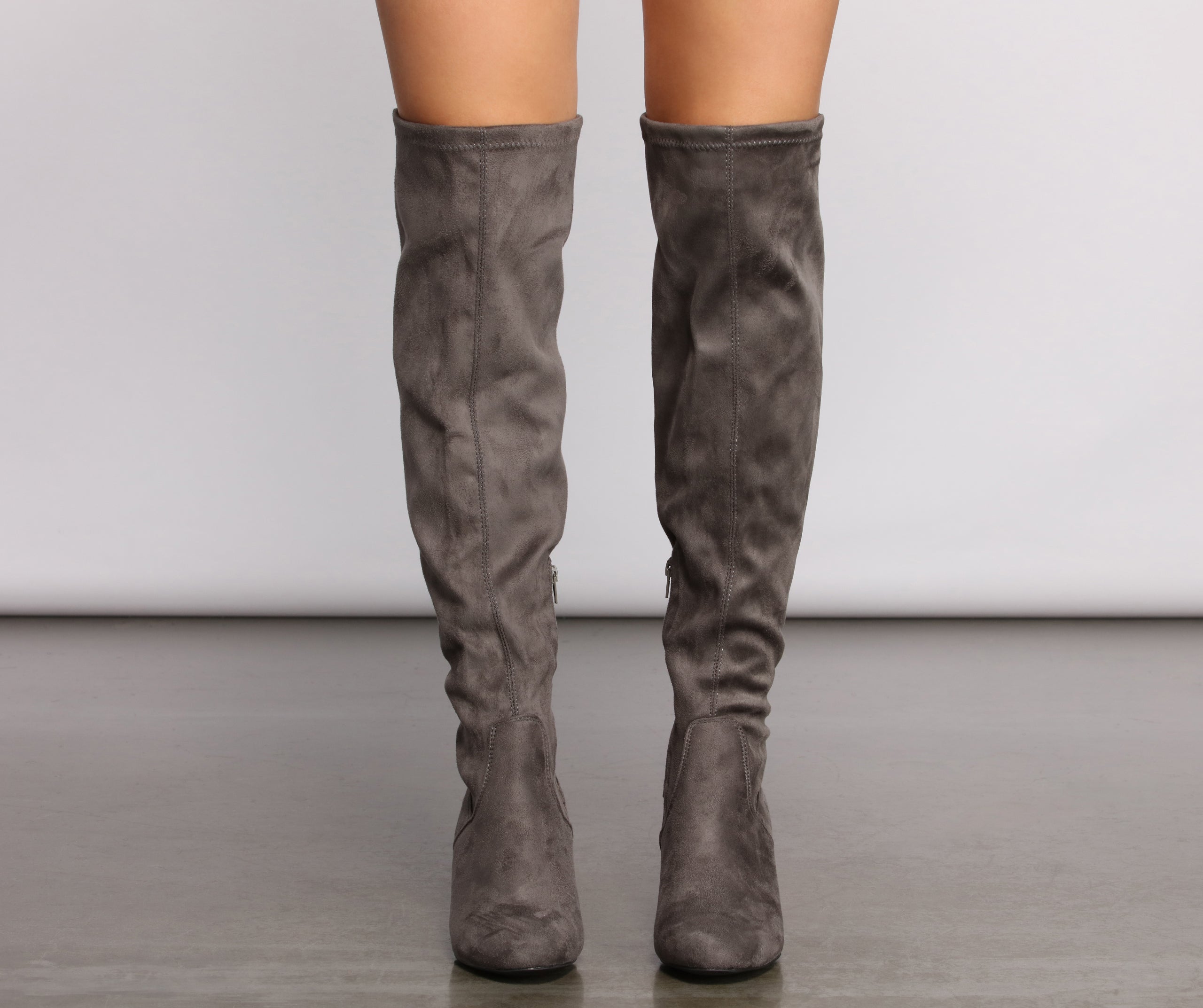 Over The Knee Tie Back Heeled Boots - Image 21