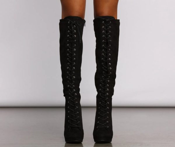 Faux Suede Over The Knee Stiletto Boots - Image 9