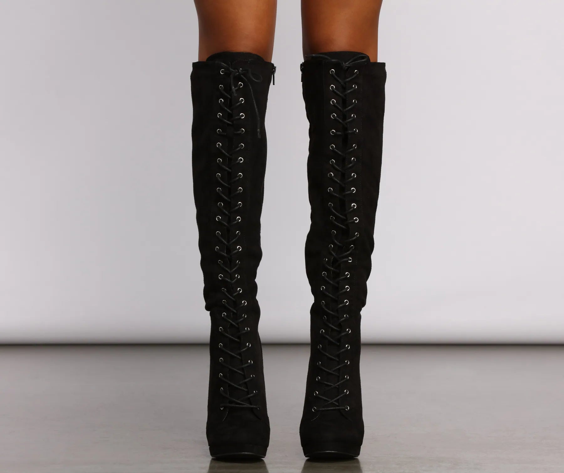 Faux Suede Over The Knee Stiletto Boots - Image 9