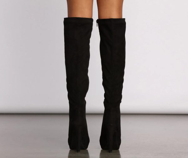 Faux Suede Over The Knee Stiletto Boots - Image 10