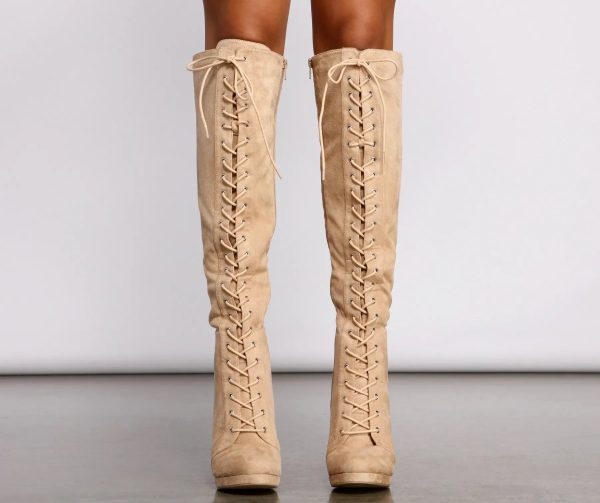 Faux Suede Over The Knee Stiletto Boots - Image 2