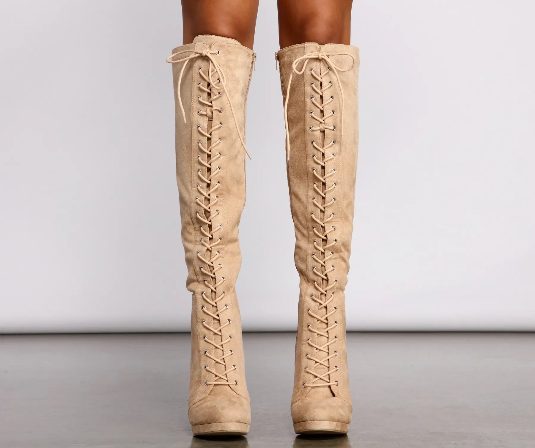 Faux Suede Over The Knee Stiletto Boots - Image 2