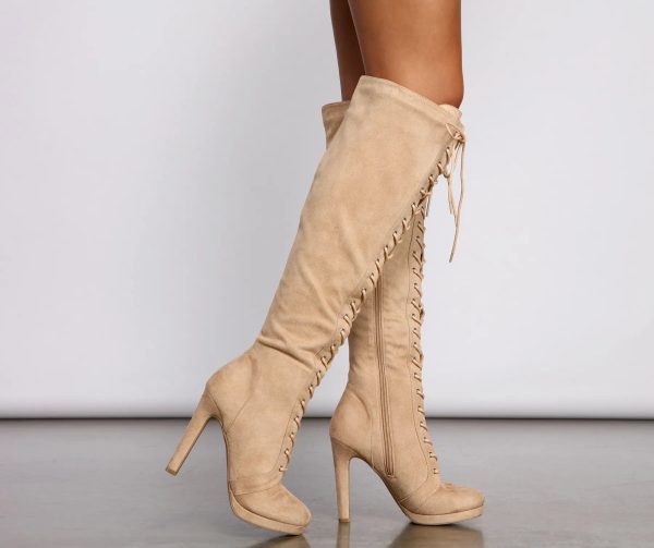 Faux Suede Over The Knee Stiletto Boots - Image 3