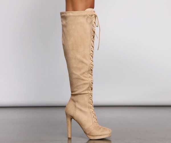Faux Suede Over The Knee Stiletto Boots - Image 4