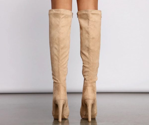 Faux Suede Over The Knee Stiletto Boots - Image 5