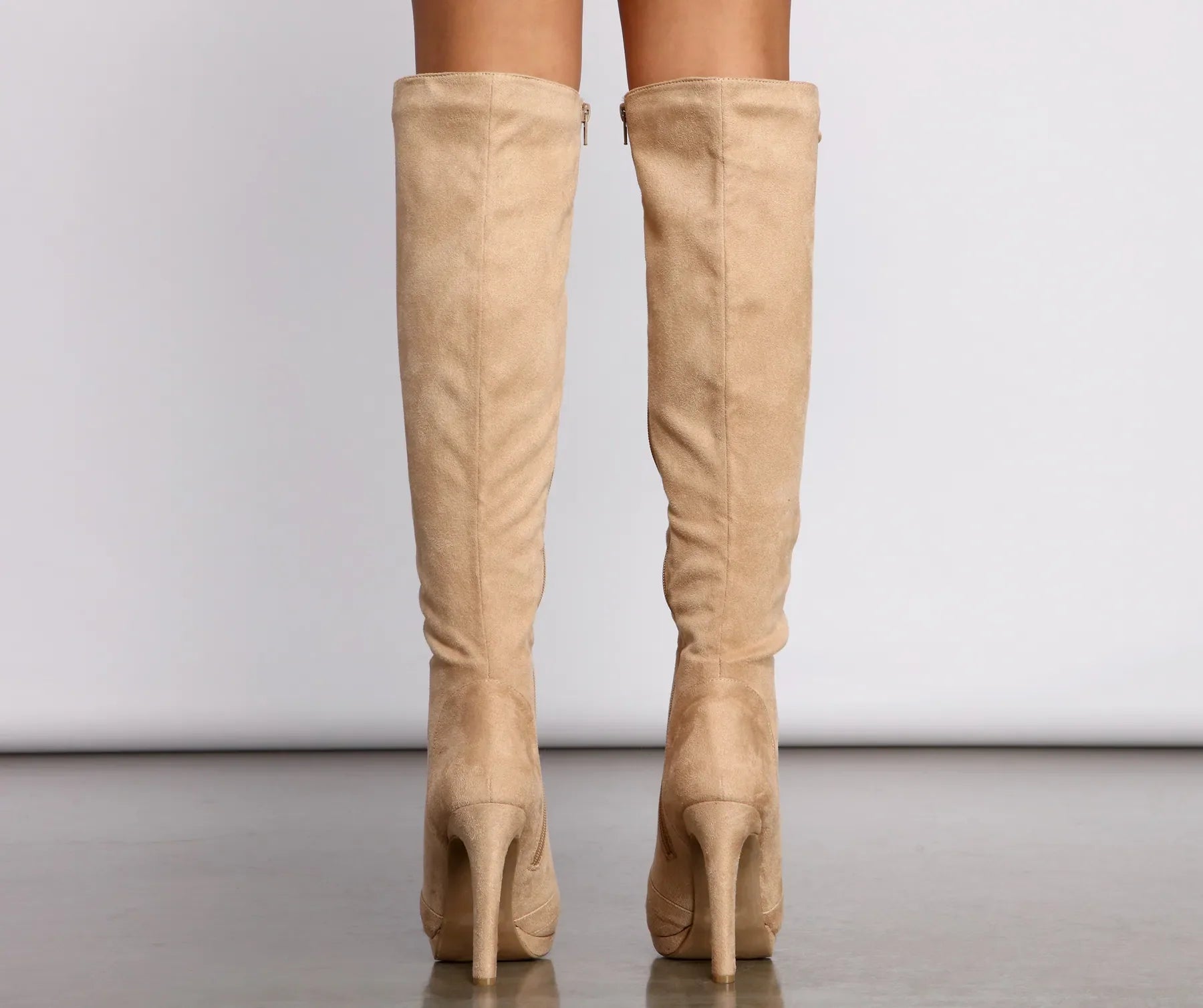 Faux Suede Over The Knee Stiletto Boots - Image 5