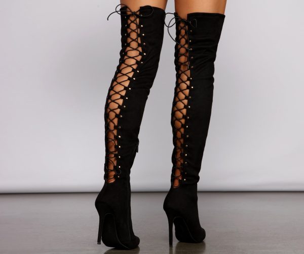 Lace Back Stiletto Boots - Image 4