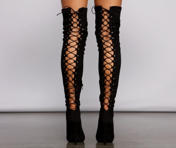 Lace Back Stiletto Boots - Image 8