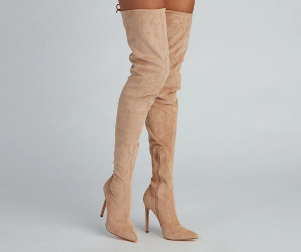 Raising The Bar Faux Suede Stiletto Boots - Image 2