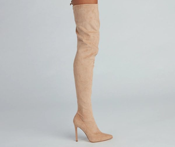 Raising The Bar Faux Suede Stiletto Boots - Image 3