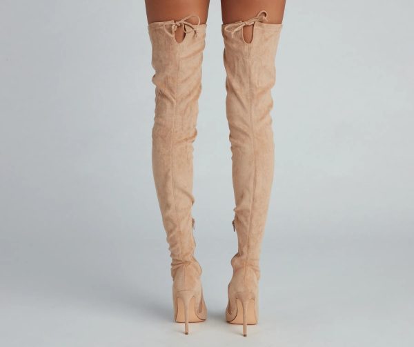 Raising The Bar Faux Suede Stiletto Boots - Image 4