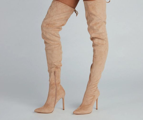 Raising The Bar Faux Suede Stiletto Boots - Image 5