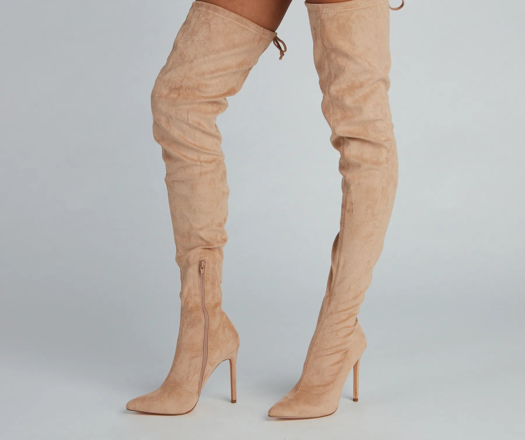 Raising The Bar Faux Suede Stiletto Boots - Image 5