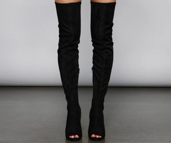 Over The Knee Faux Suede Stiletto Boots - Image 3