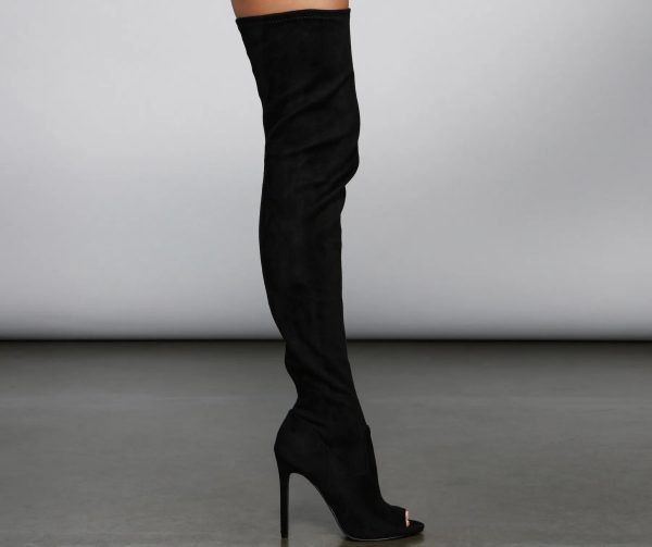 Over The Knee Faux Suede Stiletto Boots - Image 4