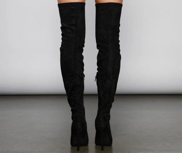 Over The Knee Faux Suede Stiletto Boots - Image 5