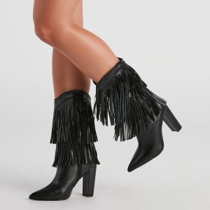 Line Dance Fringe Cowgirl Boots