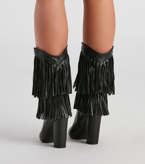 Line Dance Fringe Cowgirl Boots - Image 4