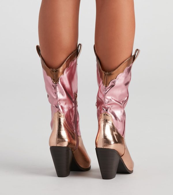 Howdy Partner Metallic Cowgirl Boots - Image 4