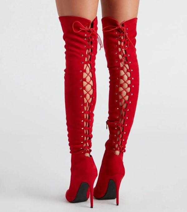 Sultry Lace-Up Thigh-High Boots - Image 2
