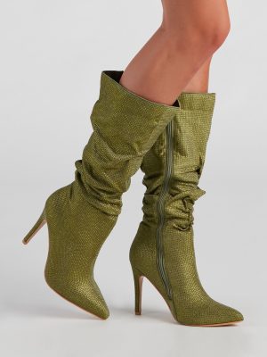 Shimmer Slouch Stiletto Boots