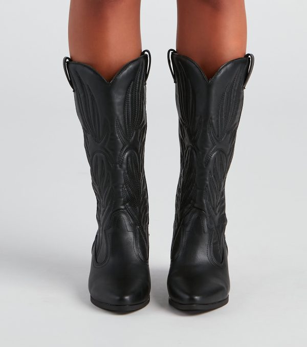 Western Roots Faux Leather Cowboy Boots - Image 2