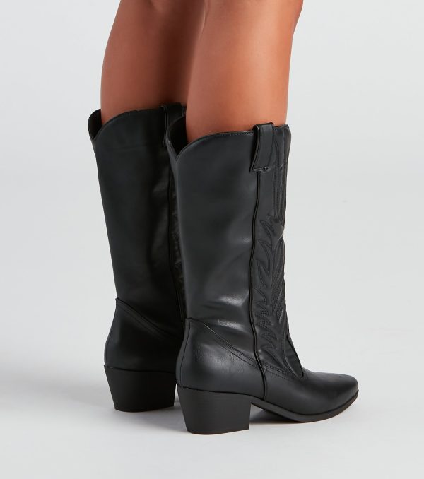 Western Roots Faux Leather Cowboy Boots - Image 4