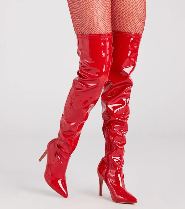 High Standards Patent Thigh-High Stiletto Boots - Image 9