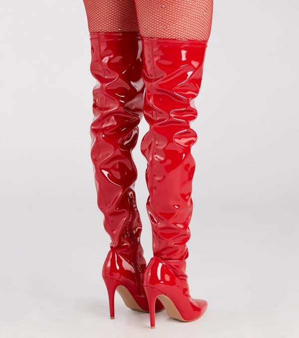 High Standards Patent Thigh-High Stiletto Boots - Image 12