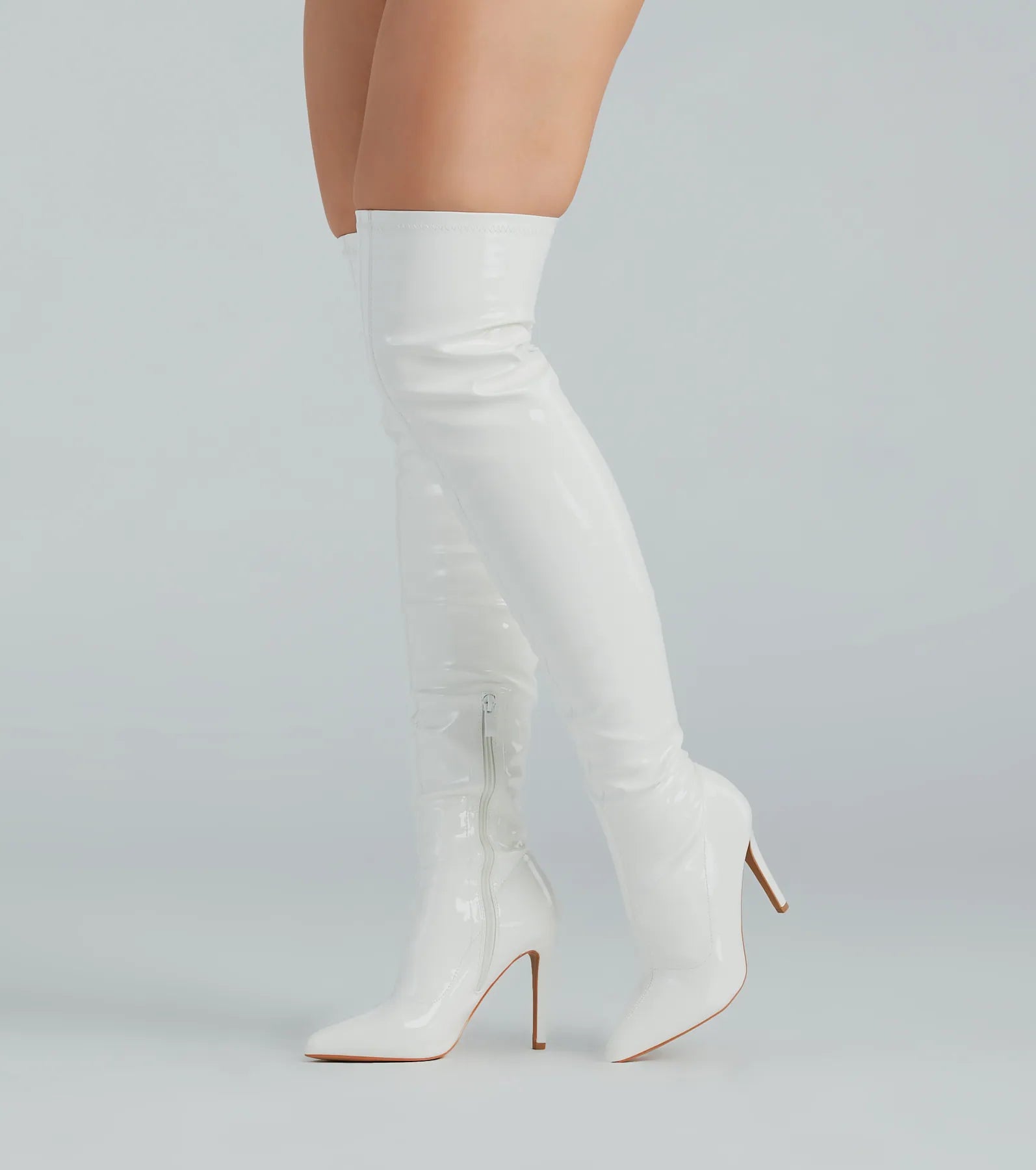 High Standards Patent Thigh-High Stiletto Boots - Image 5