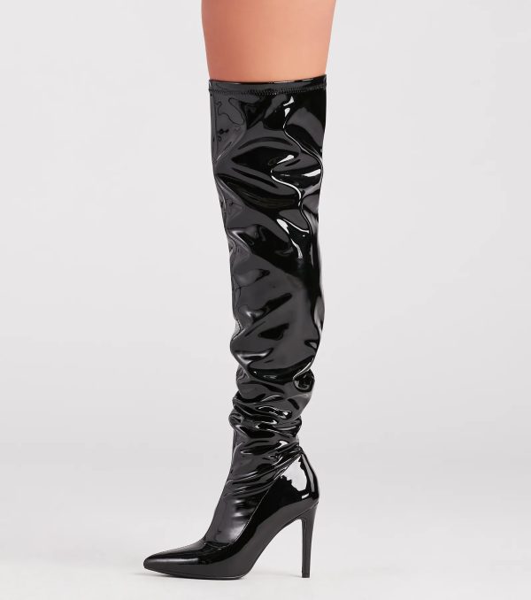 High Standards Patent Thigh-High Stiletto Boots - Image 3