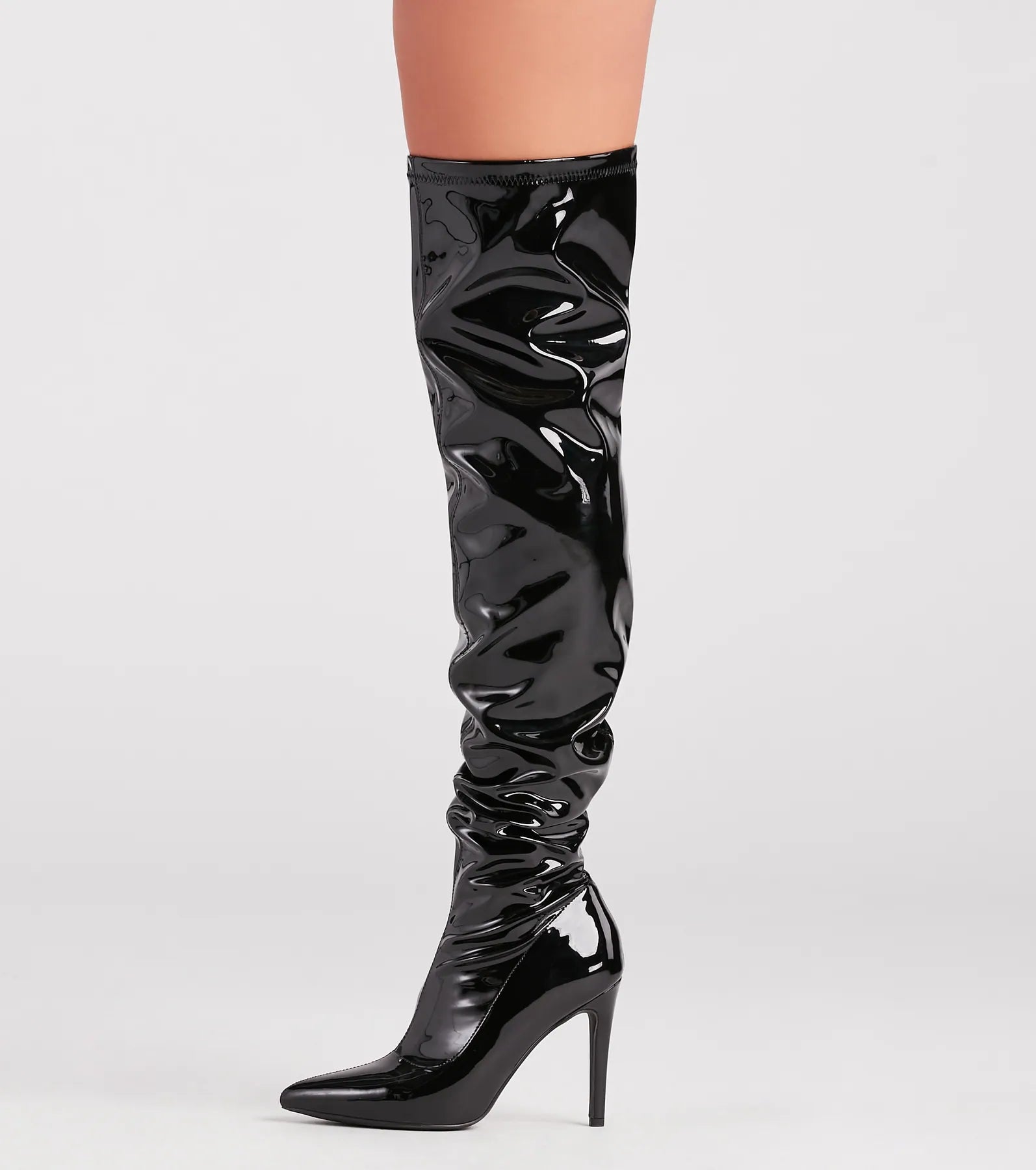 High Standards Patent Thigh-High Stiletto Boots - Image 3