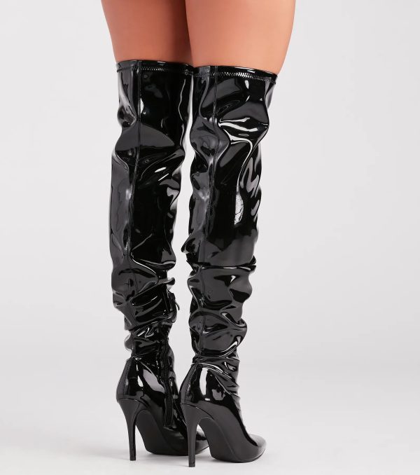 High Standards Patent Thigh-High Stiletto Boots - Image 4