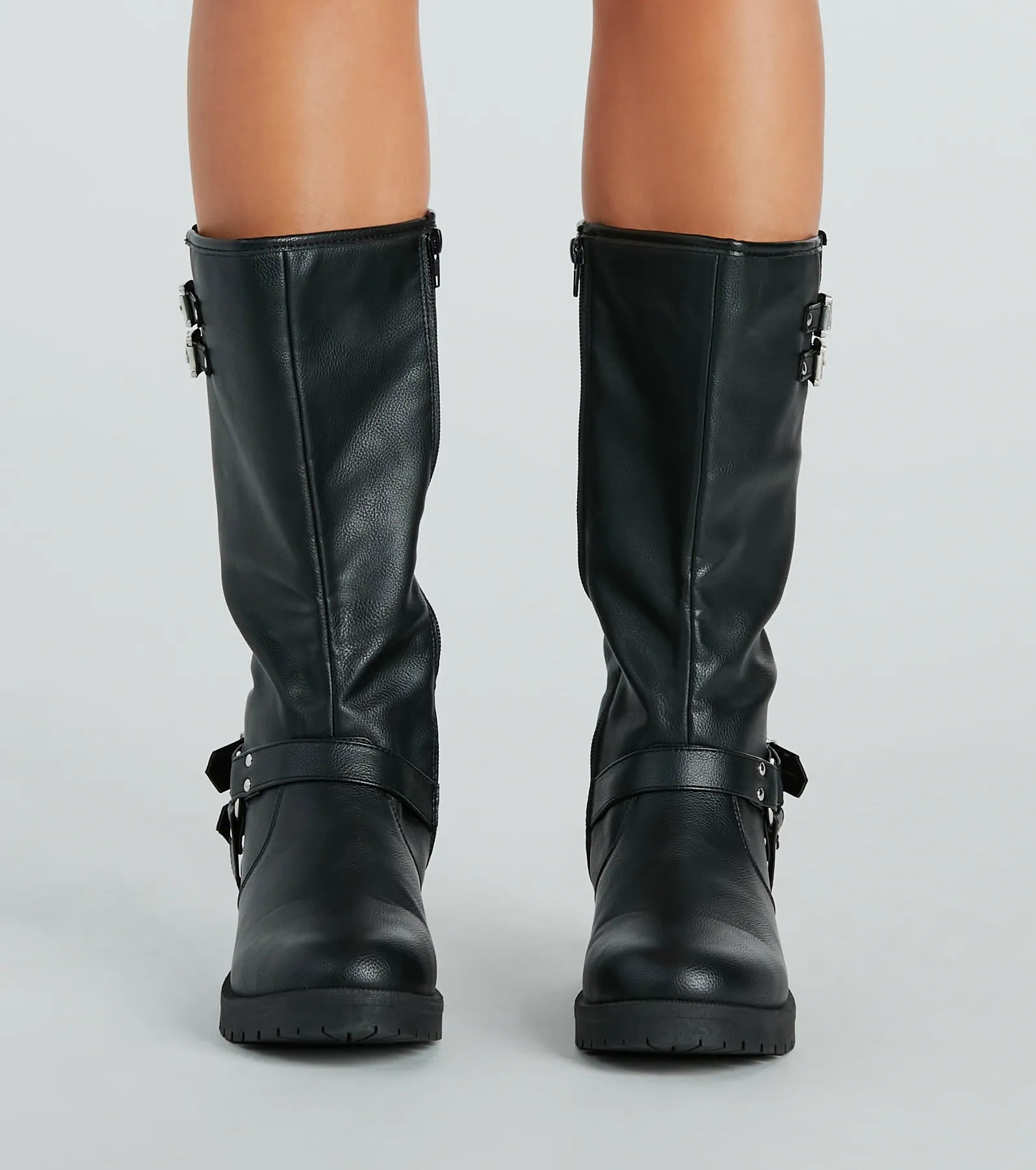 Stepped Out In Style Buckle Detail Lug Boots - Image 2