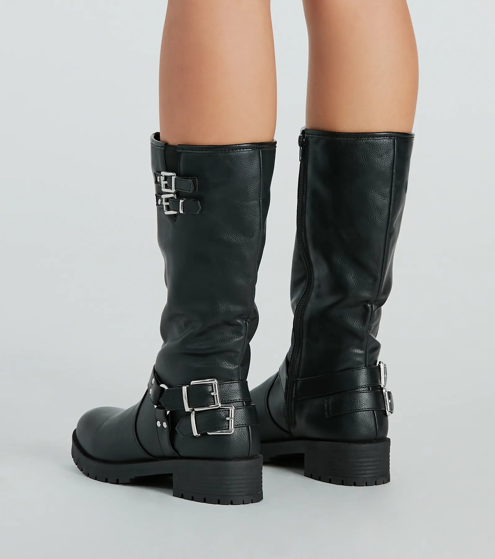 Stepped Out In Style Buckle Detail Lug Boots - Image 4