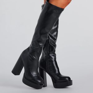Here To Slay Under-The-Knee Platform Boots