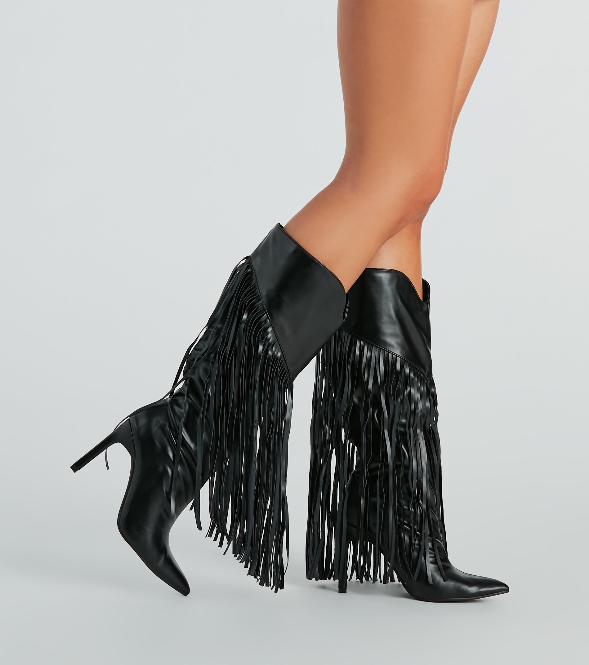 Shaking It Faux Leather Metallic Fringe Boots - Image 6