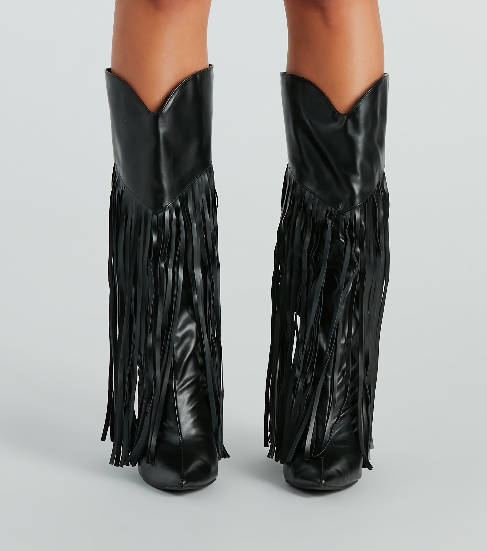 Shaking It Faux Leather Metallic Fringe Boots - Image 7