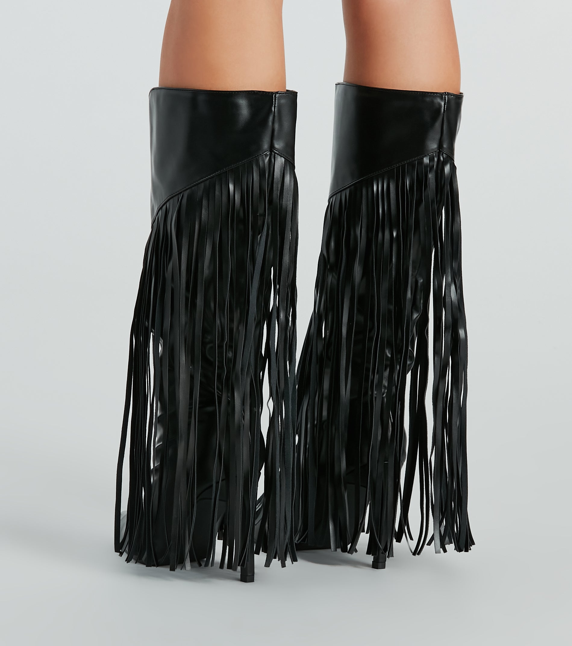 Shaking It Faux Leather Metallic Fringe Boots - Image 9